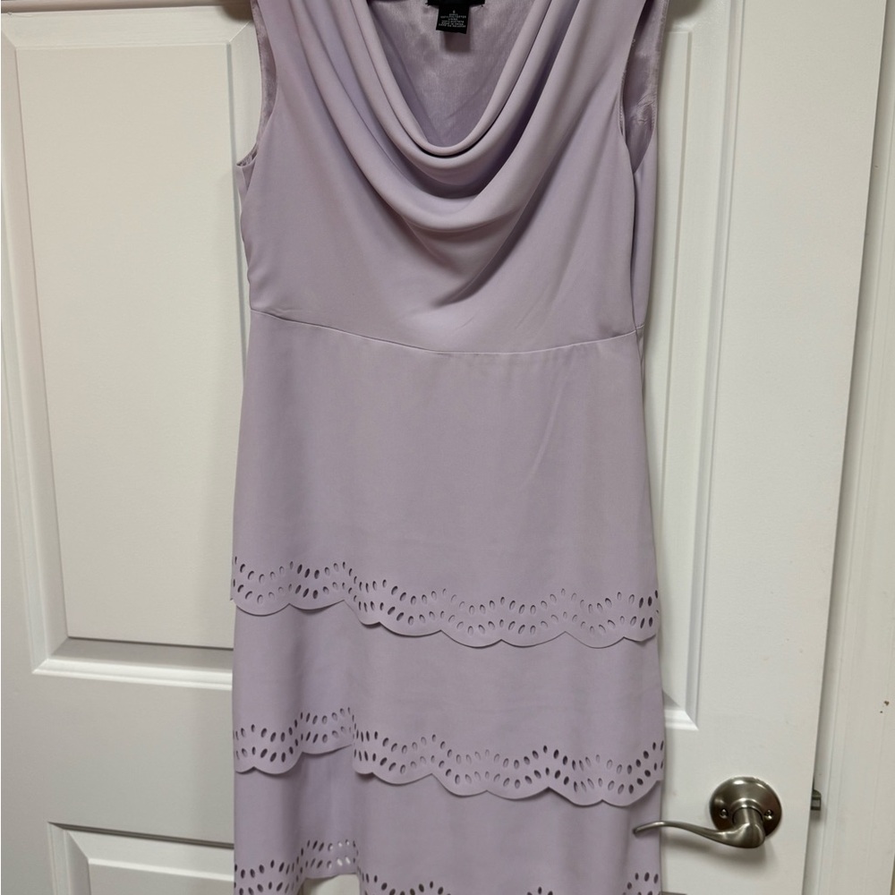 Spense Purple Midi Sheath Dress with Sleeveless Design and Cowl Neck
